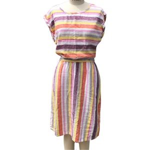 Caslon Colorful Striped Linen Dress Sz XS